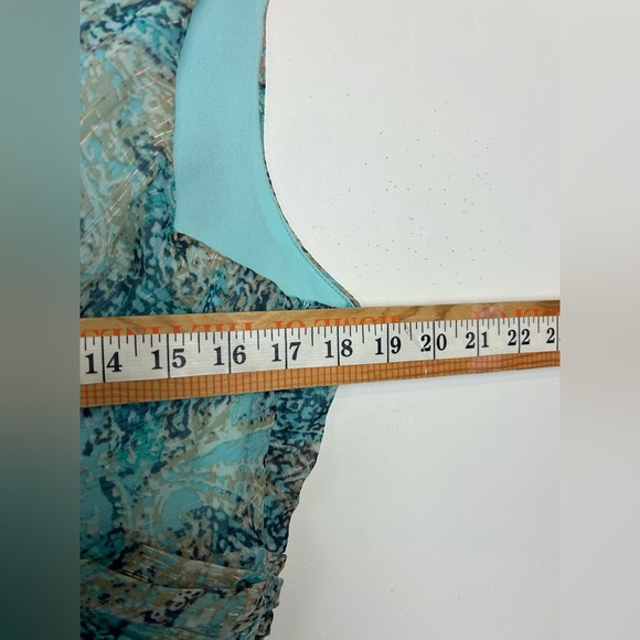 Sheri Marti VTG Y2K Paisley 10 Flare Hem Metallic Blue Empower waist Midi Dress - Picture 9 of 15